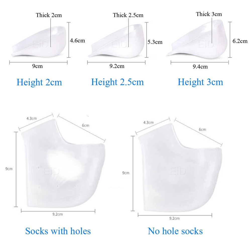 Invisible Height Increase Insole Silicone Socks Arch Support Gel Heel Pads Orthopedic Heel Cushion Soles Foot Massage man women 250805