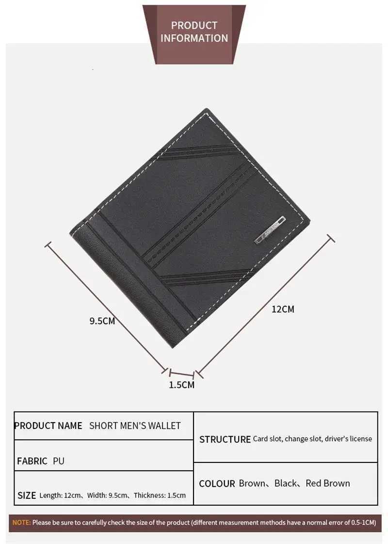 Mens Short Frosted Leather Wallet Multi-Slot Coin Pocket Photo Holder Small Mens Wallet High Quality New 2024XJ250806