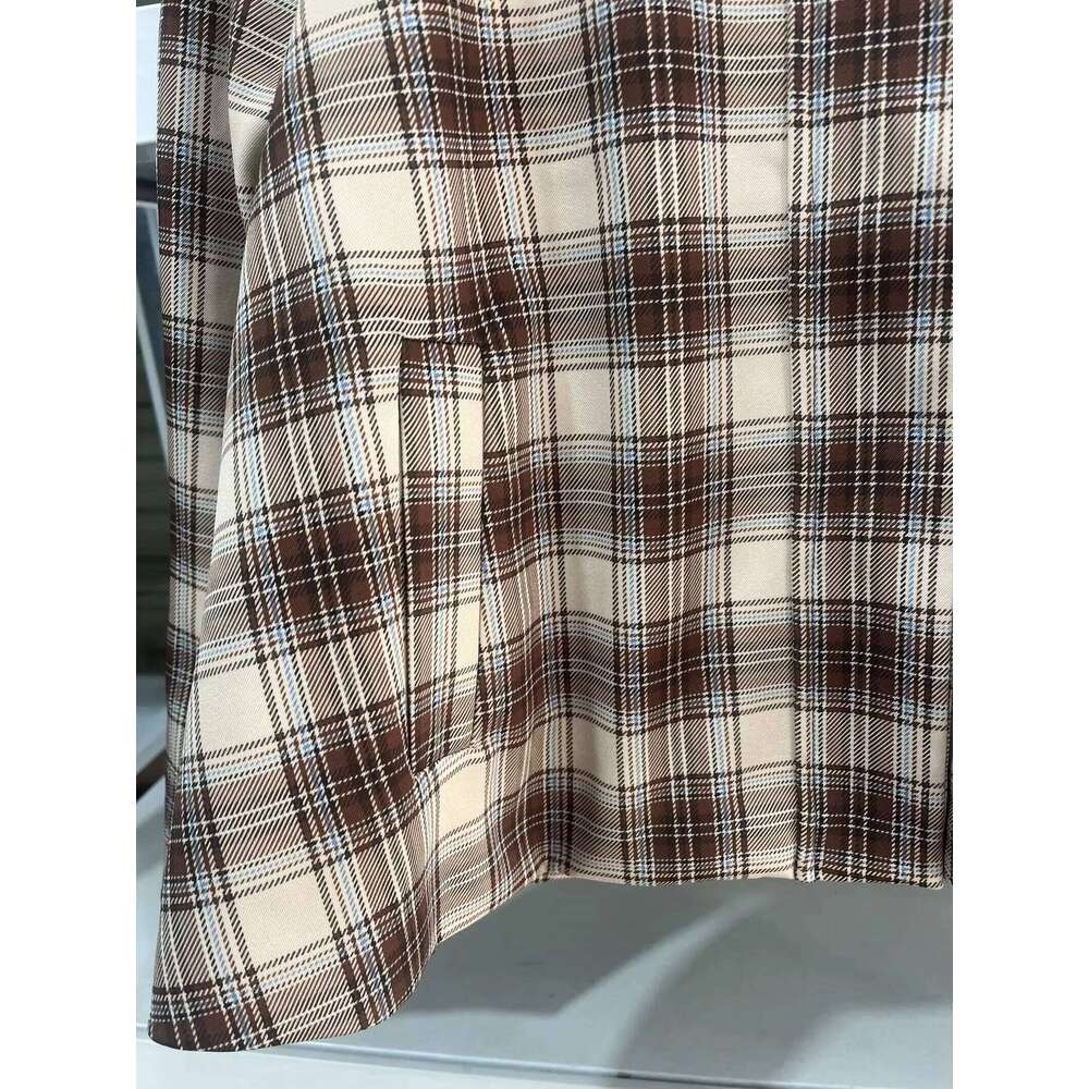 RARA Spring New French Romantic Women's Retro Plaid Cape Long Sleeve Cotton POLO Collar Jacket