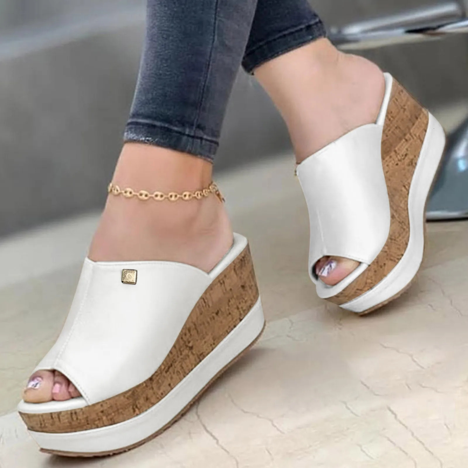 Roman Shoes Sandals For Ladies Shoes Summer Sandals Fashion Solid Color Wedge Platform Slippers Elegant Fashion Shoes Ladies 250731
