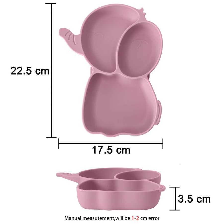 1PCS Baby Silicone Dining Dishes Plate Kids Feeding Plate Sucker Cartoon Elephant Children Dishes Toddler Training Tableware X250806