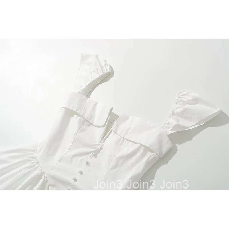 YENKYE Summer Women Sexy Fit And Flare White Mini Dresses Short Sleeve Low Waist Elegant Party Dress Ladies Bridesmaids Robe