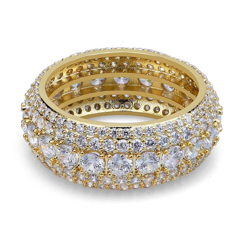 HipHop Mens Iced Out Cubic Zirconia Bling Round Ring Golden Silvery Color CZ Jewelry Rings Gifts