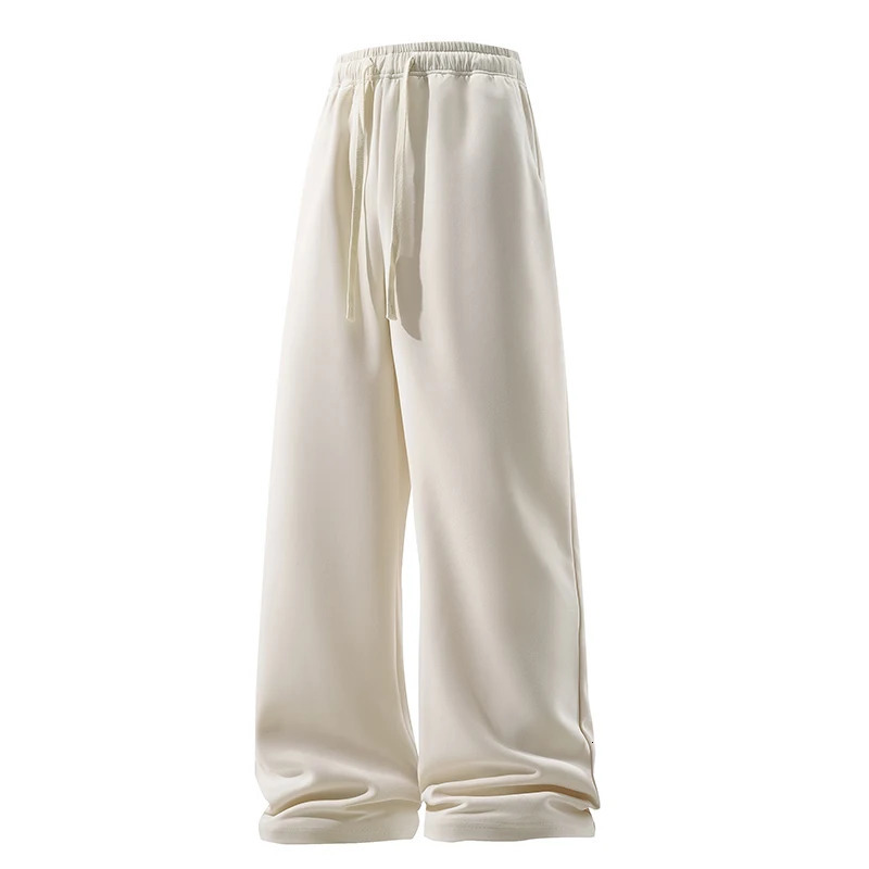 Wide Leg Pant Fashion Causal Breathable Men Sweatpant Male Autumn Versatile Elastic High Waist Drawstring Loose Straight Trouser 250806