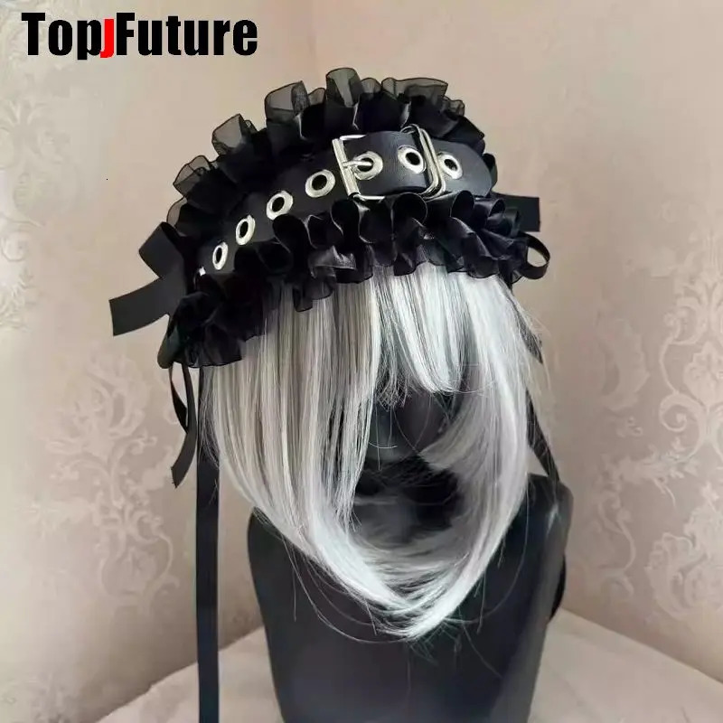 Women Big Lace y2k girl gothic lolita cosplay Harajuku Punk hairbands hairband hair hoop Lolita Buckle Punk cosplay Headband 250730