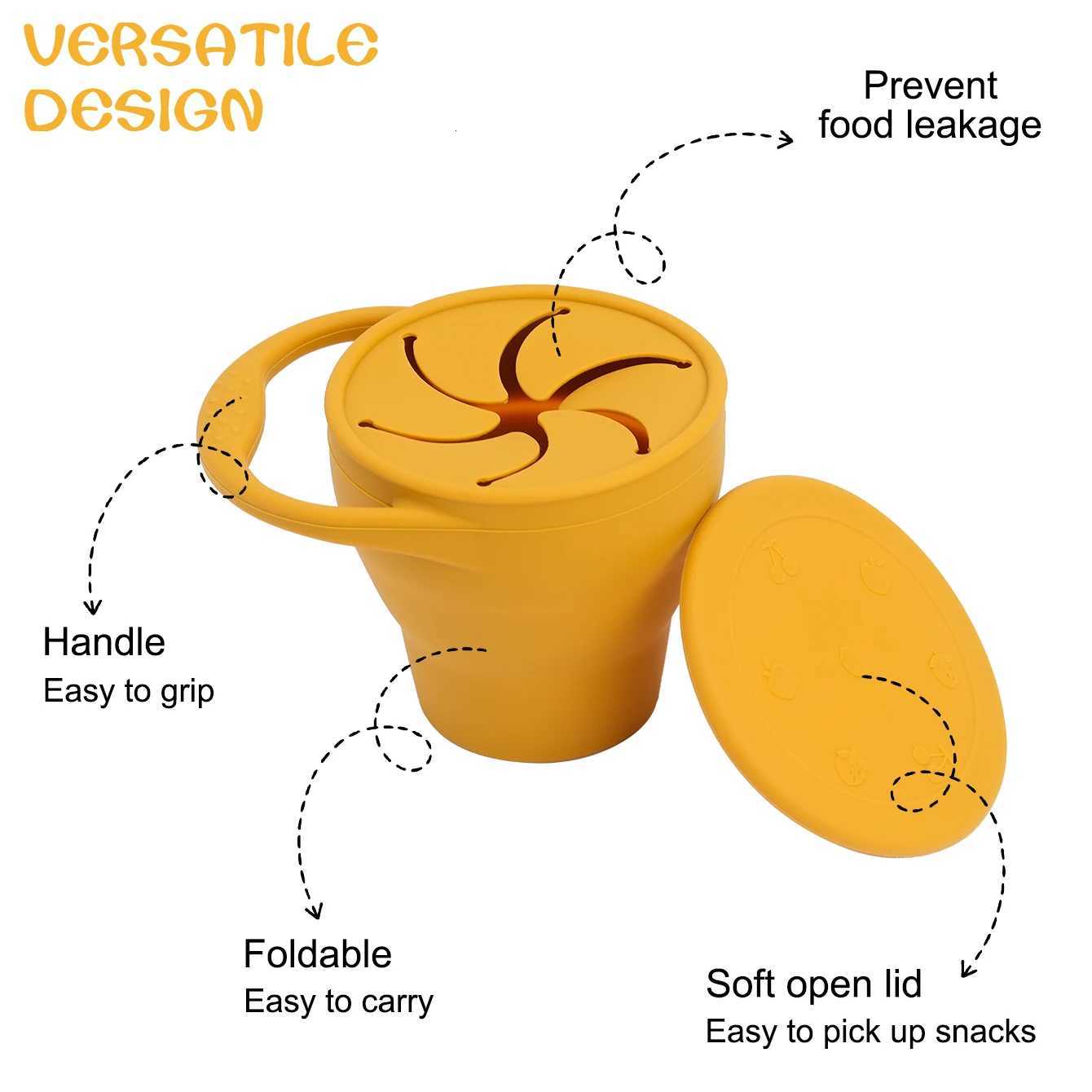 1PCS Baby Silicone Tableware Collapsible Snack Cup Baby Shower Gift Portable Baby Snack Box Feeding Training Baby Food Storage X250806