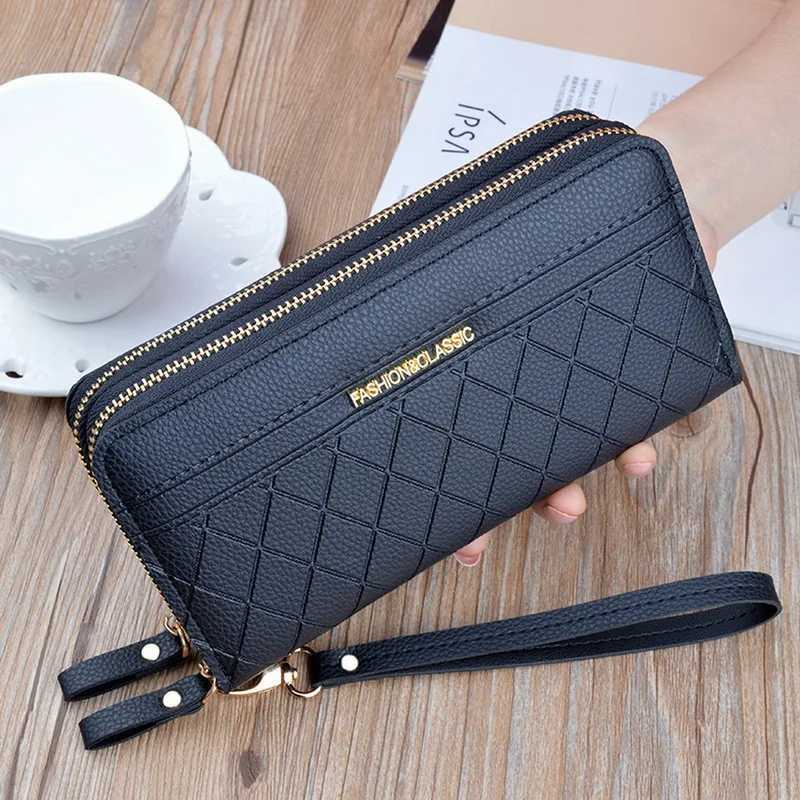Simple PU Leather Wallet for Women Tassel Coin Purse Card Holder Designer Womens Wallet Double Zipper Female Clutch Money BagsXJ250806