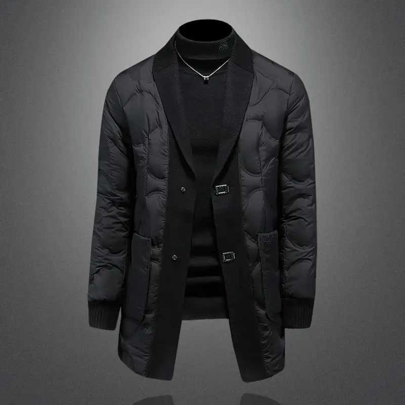 High Quality 2025 Winter 90% White Duck New Fashion British Style Casual Loose Slim Mid-Length Down Jacket W250806