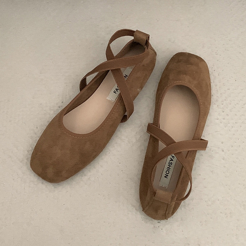 designer shoes ballet flats heels loafers womens elegant round toe mary jane shoes fashion soft crossover elastic band single shoes