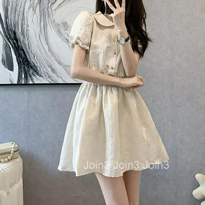 Women French Style Vintage Luxury Chic Cute Sweet Mini Dress Summer Elegant High Waist Short Sleeve Slim Party Dresses Vestidos