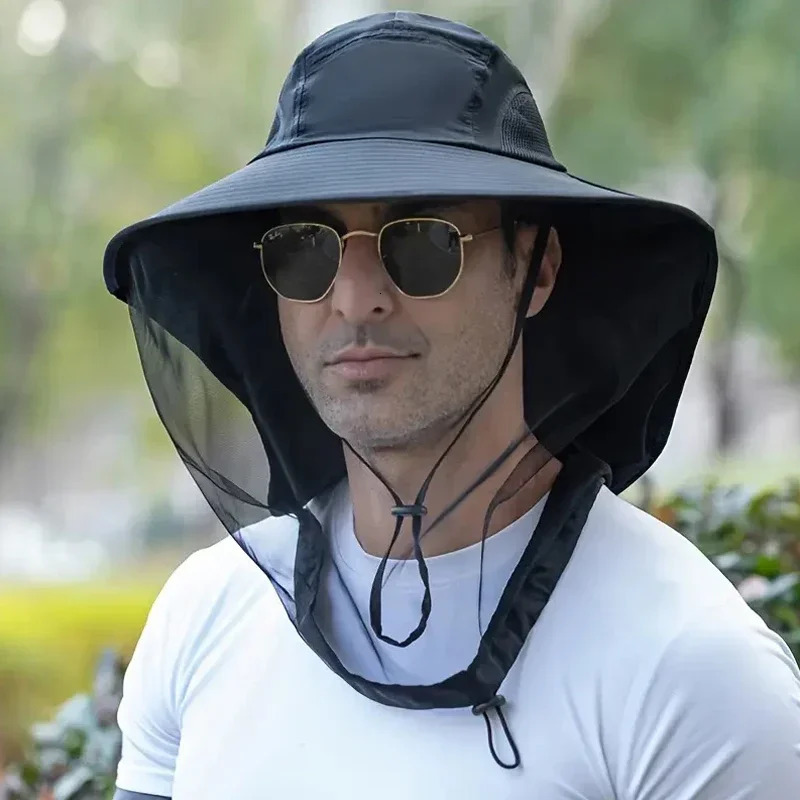 Foldable Mosquito Hat with Hidden Net Mesh Unisex Fashion Repellent Insect Bee Protection Bucket Hat Sunscreen Fishing Cap 250805
