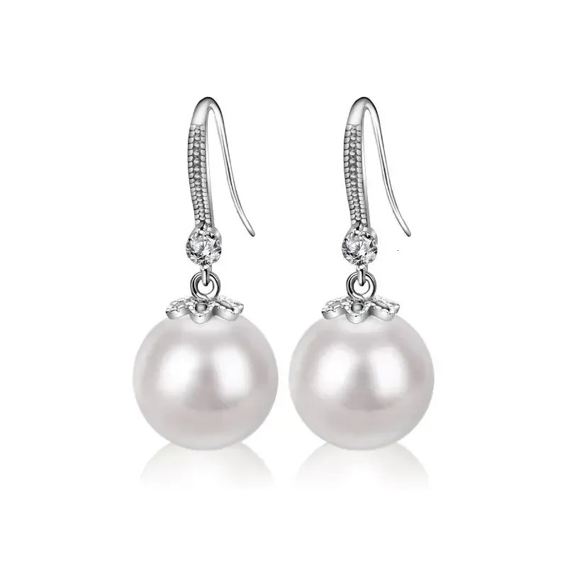 925 Sterling Silver Long Pearl CZ Dangle Earrings For Women Engagement Wedding Graceful Accessories Fashion Earring Gift 250805