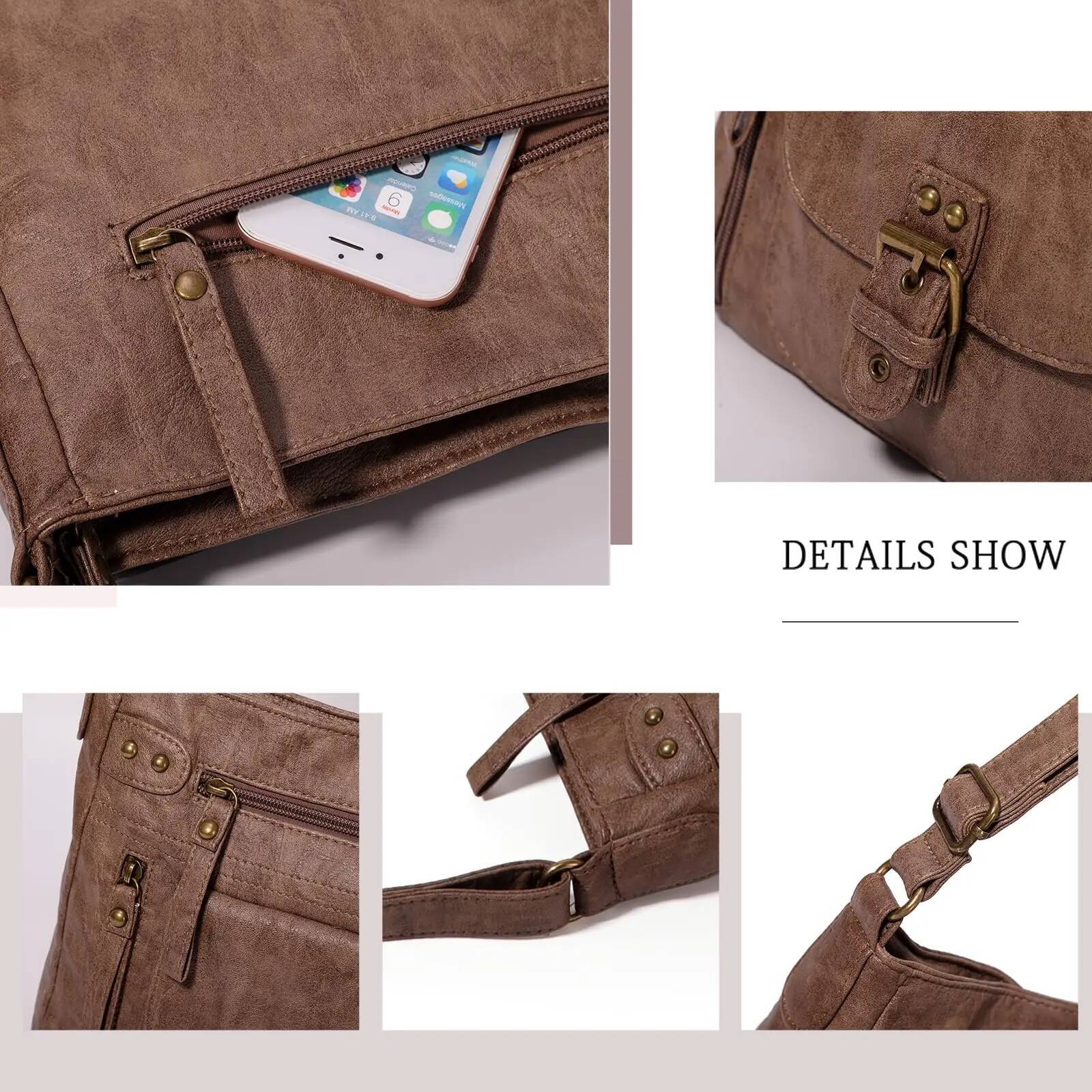 KL928 Crossbody Bags for Women, Multi Pocket Shoulder Bags, Medium PU Leather Cross Body Purses