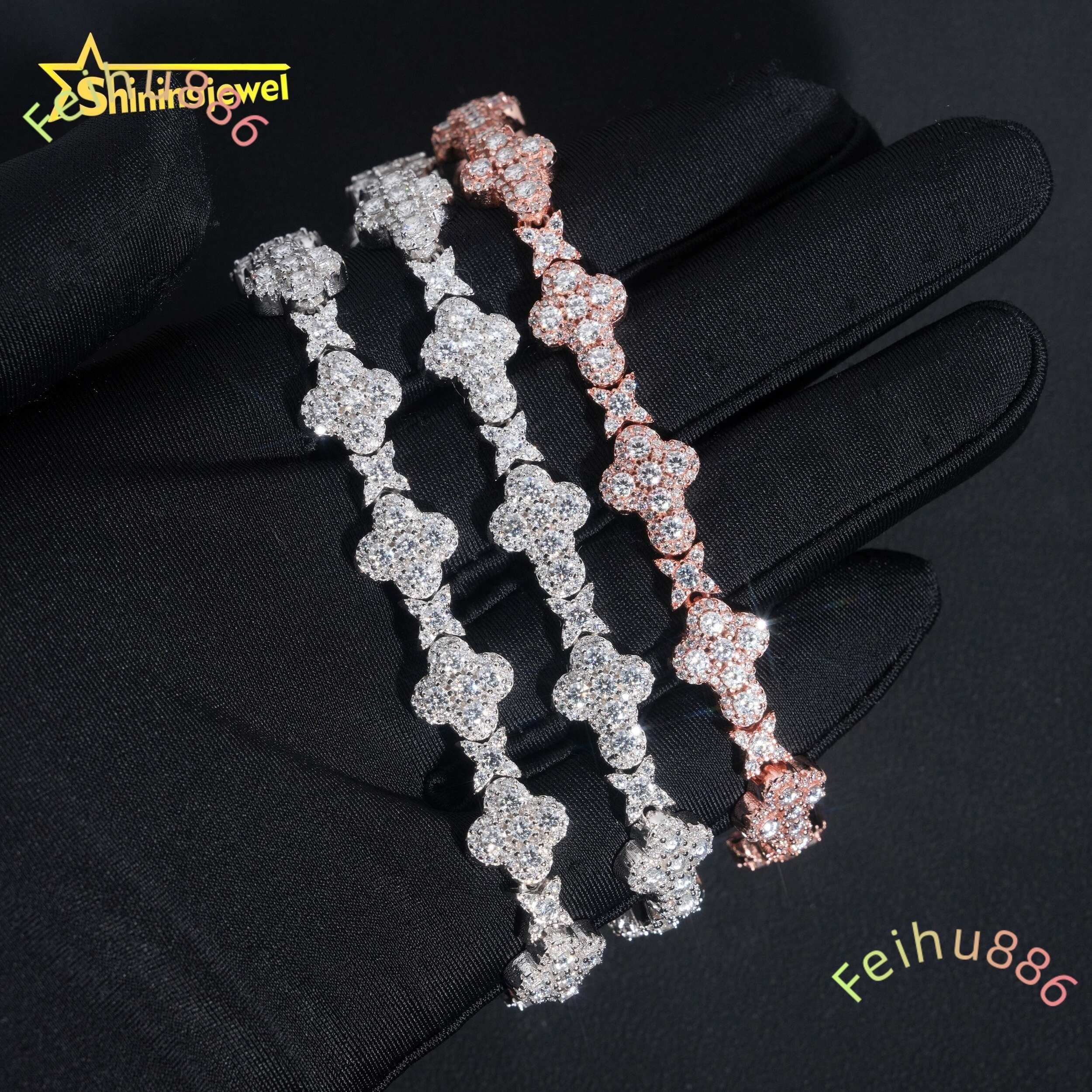 Fine Jewelry Hot Selling GRA Certificate Iced Out 925 Sterling Silver Hip Hop Cross Moissanite Bracelet