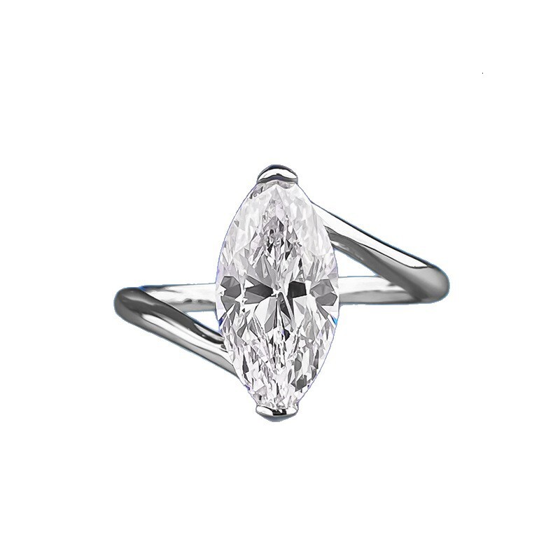 Hui Zhi Wing Jewelry S Silver New 6*12mm Marquise High Carbon mond Wind Ring Ins Personality