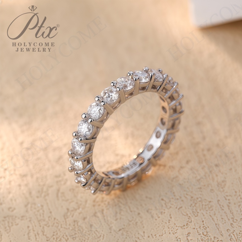 Finger Promise Ring Set Fashion Engagement Wedding Jewelry 925 Sterling Silver Full Diamond 3mm D Color Moissanite Eternity Band Rings