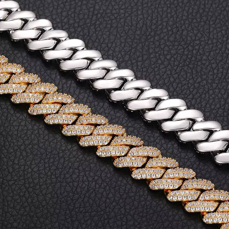 15MM Wholesale Fashion Jewelry Hip Hop Iced Out Moissanite/Zircon Cuban Link Chain Necklace for Men and Women