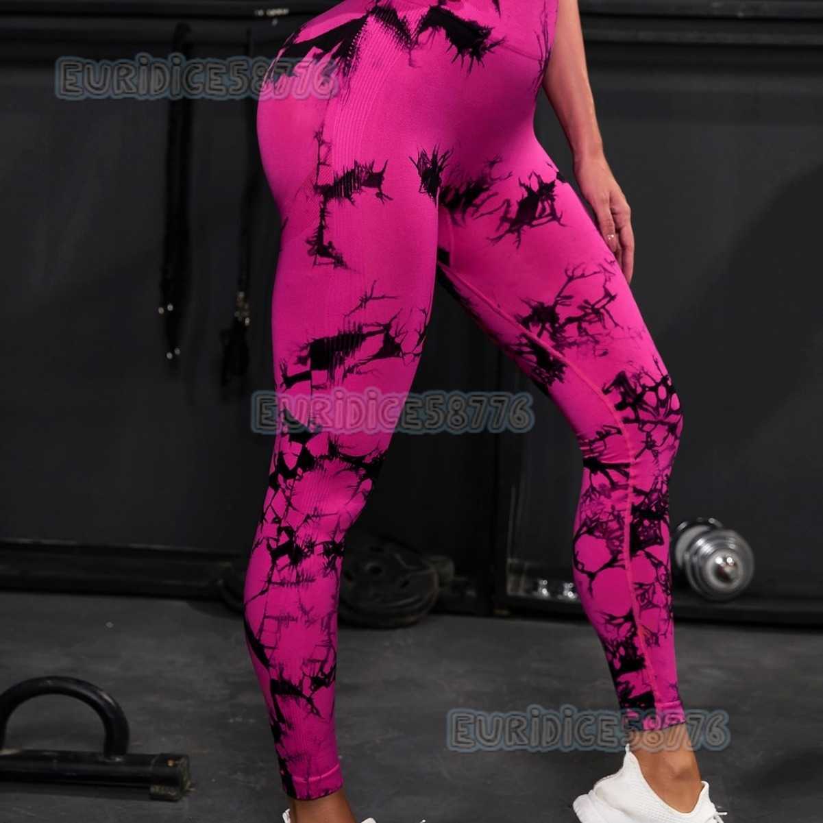 Thick Seamless Peach Tie-dye Yoga Pants Tight High Waist Hip-lifting Moisture-wicking Outdoor Sports Fitness Long Pants for Women H250806