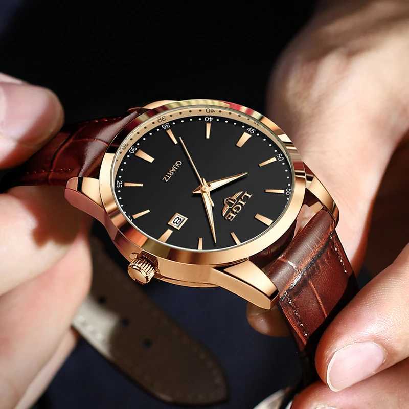 LIGE Military For Men Fashion Business Men Casual Leather Sport Waterproof Mens Quartz Watches Reloj Hombre W250806