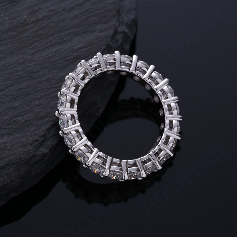 Finger Promise Ring Set Fashion Engagement Wedding Jewelry 925 Sterling Silver Full Diamond 3mm D Color Moissanite Eternity Band Rings