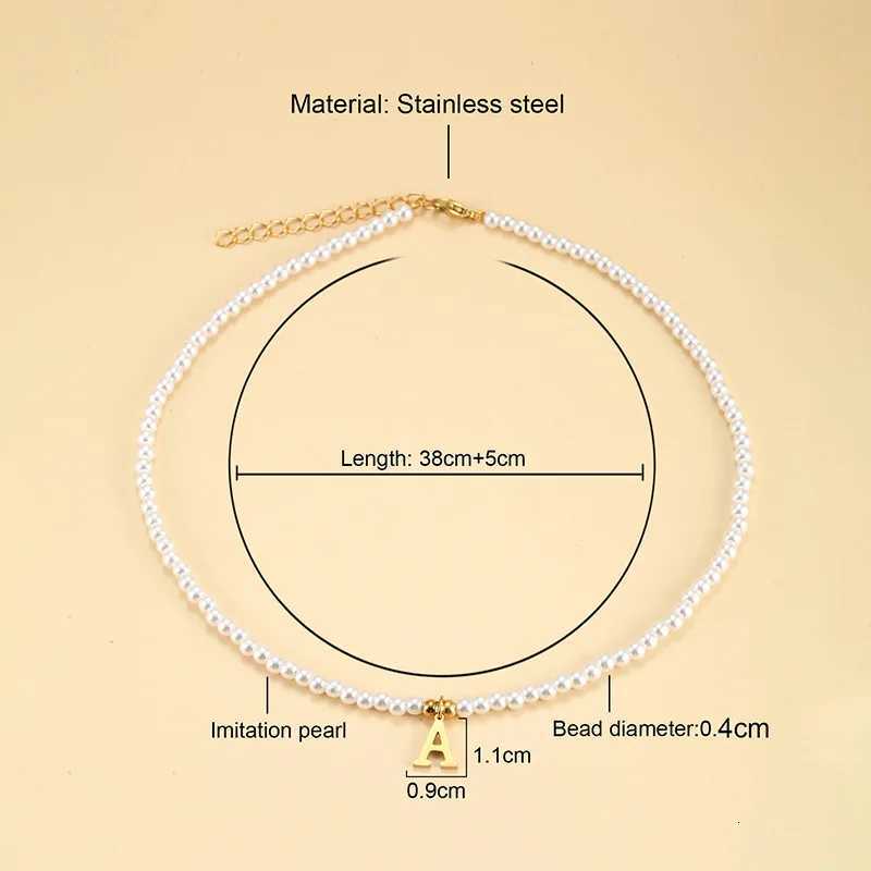 Stainless Steel Initial Pendant Necklace DIY Name Simulated Pearls Bead Necklaces for Women Pearl Womans Choker Jewelry Y250805