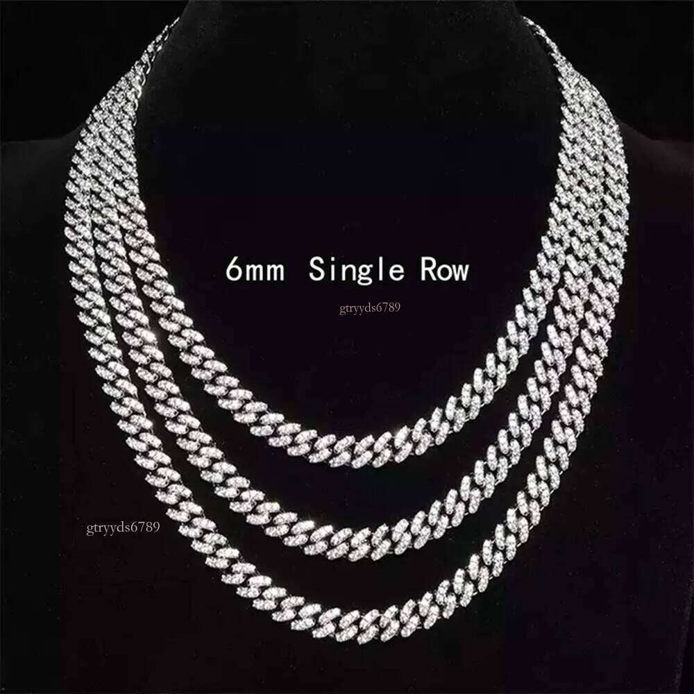Hiphop Jewelry 6mm S Sterling Sier D color VVS Moissanite Necklace Cuban Link Chain