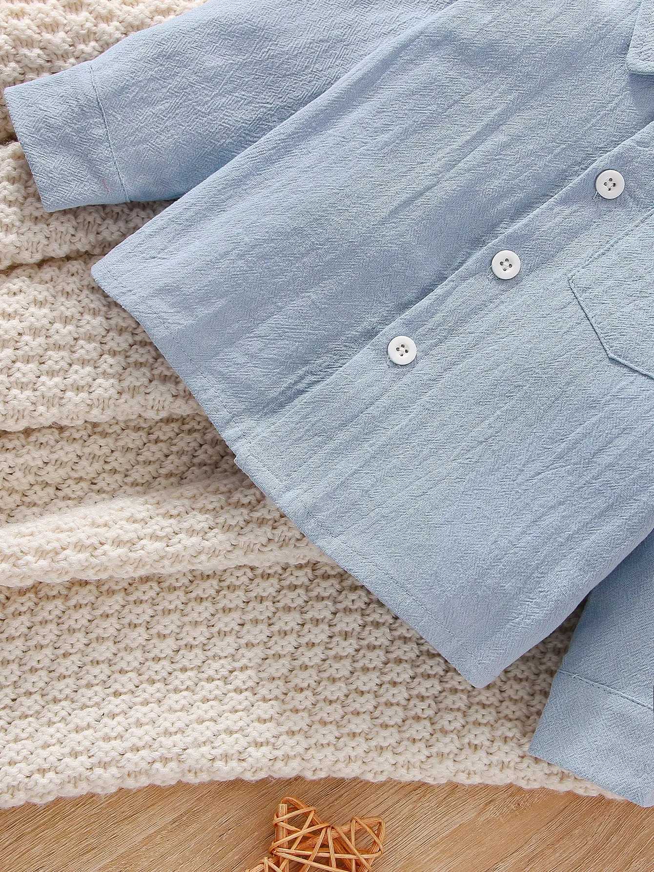 100% Cotton Long-Sleeved Shirts for Newborn Baby Boys Solid-Colored Tops Simple Casual Comfortable and Soft Shirts X250806