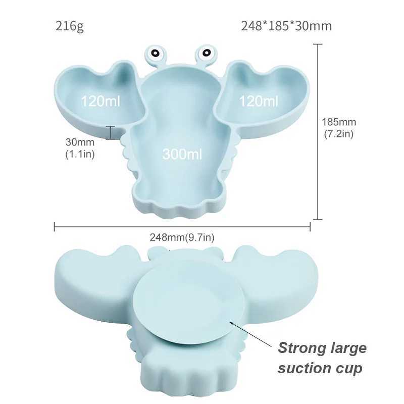 8Pcs Silicone Plates for Kids Personalized Name Childrens Tableware Suction Bowl Dishes Baby Feeding Sets Lobster Shaped Plates X250806