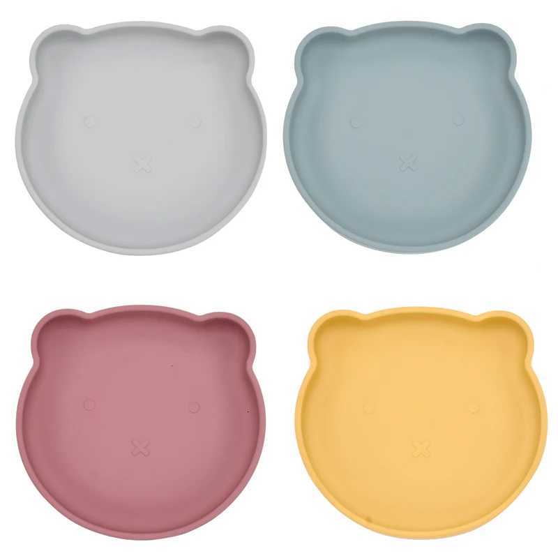 Baby Safe Silicone Dining Plate Solid Cute Cartoon Bear Children Dishes Training Tableware Kids Feeding Bowls BPA Free X250806