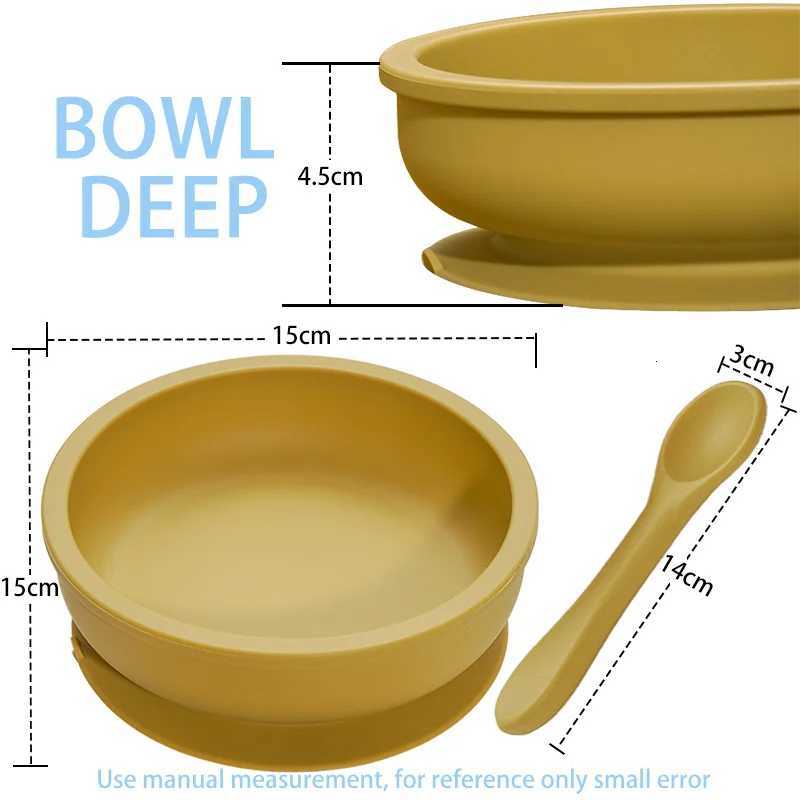 Food Grade Kids Dining Tableware Feeding Set Baby Training Sucker Bowl Soft Silicone Spoon Fork Set For Toddler Dishes X250806