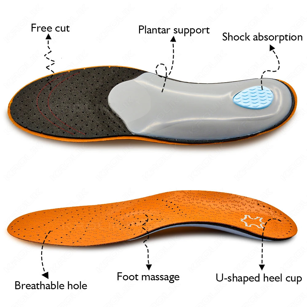 Leather Orthopedic Insole Ortic Arch Support Instep Flat Foot Shoe Pad PU Latex bacterial Active Carbon Foot Care Unisex 250805
