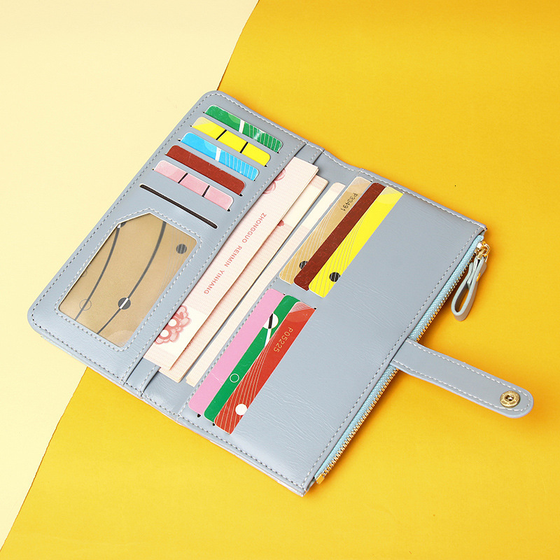 New Crocodile Pattern Zipper Multi-Card Slot Solid Color Simple Long Style High-End Large Capacity Wallet