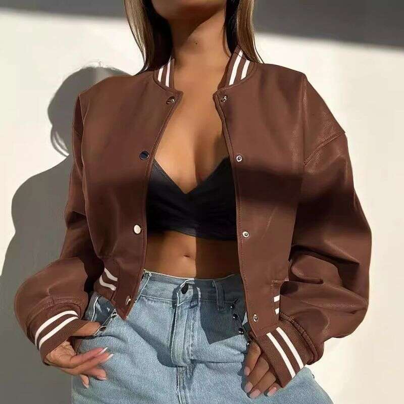 Clothing Autumn and Winter Women's New Long sleeved Motorcycle Fashion PU Leather Small Jacket