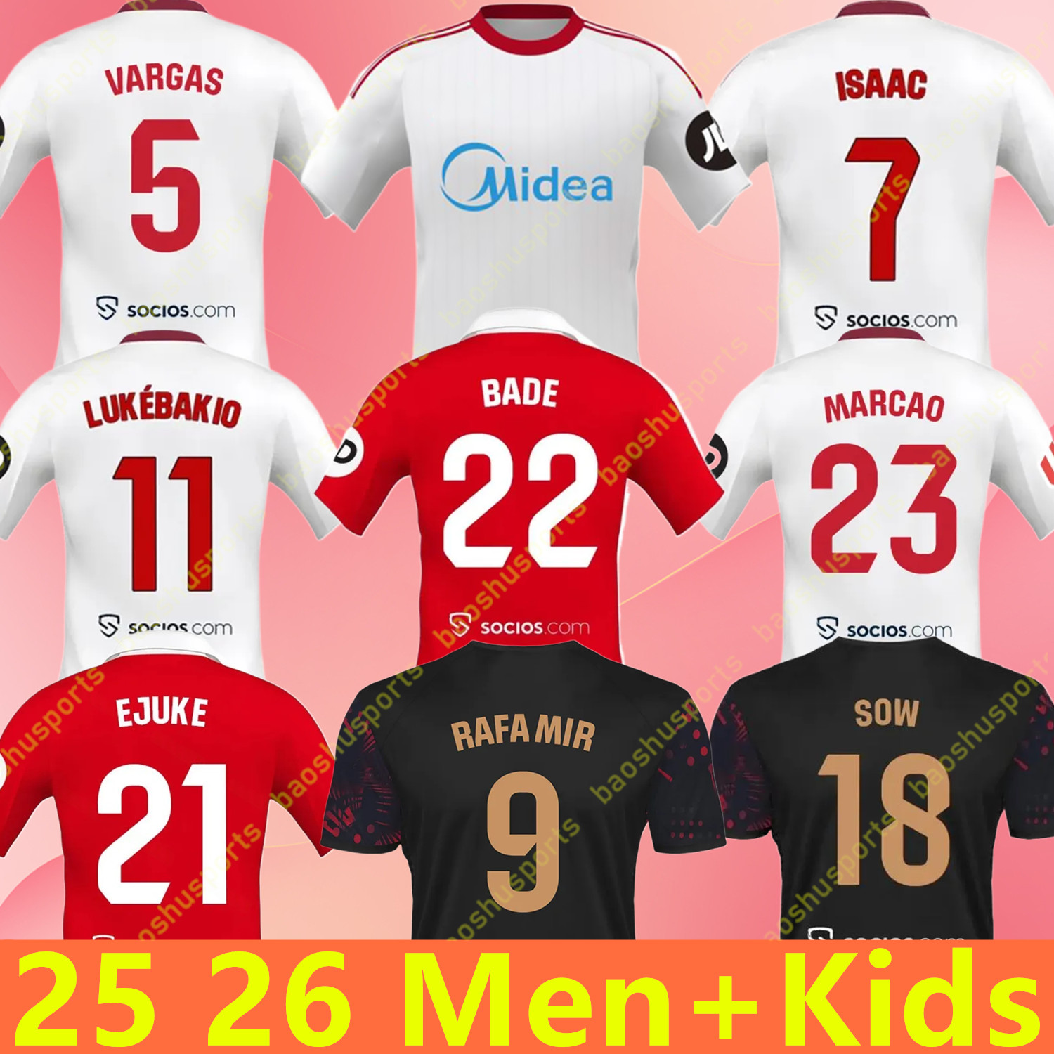 Seville FC 25 26 Sevillas soccer jerseys final L.OCAMPOS SUSO JONG Maillot GUDELJ K.REKIK TECATITO MUNIR RAFA men kids kit 2025 2026 football shirt boy sets home away 3rd