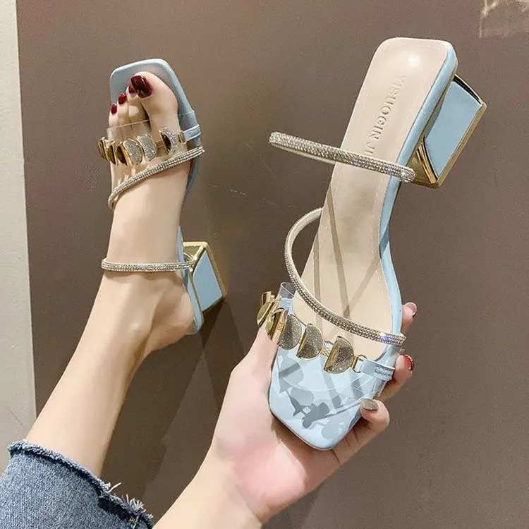 High Heel Sandals Summer Women Fashion Rhinestone Ladies Sexy Sandals Female Leather Sandals Plus Size 34-40 250731