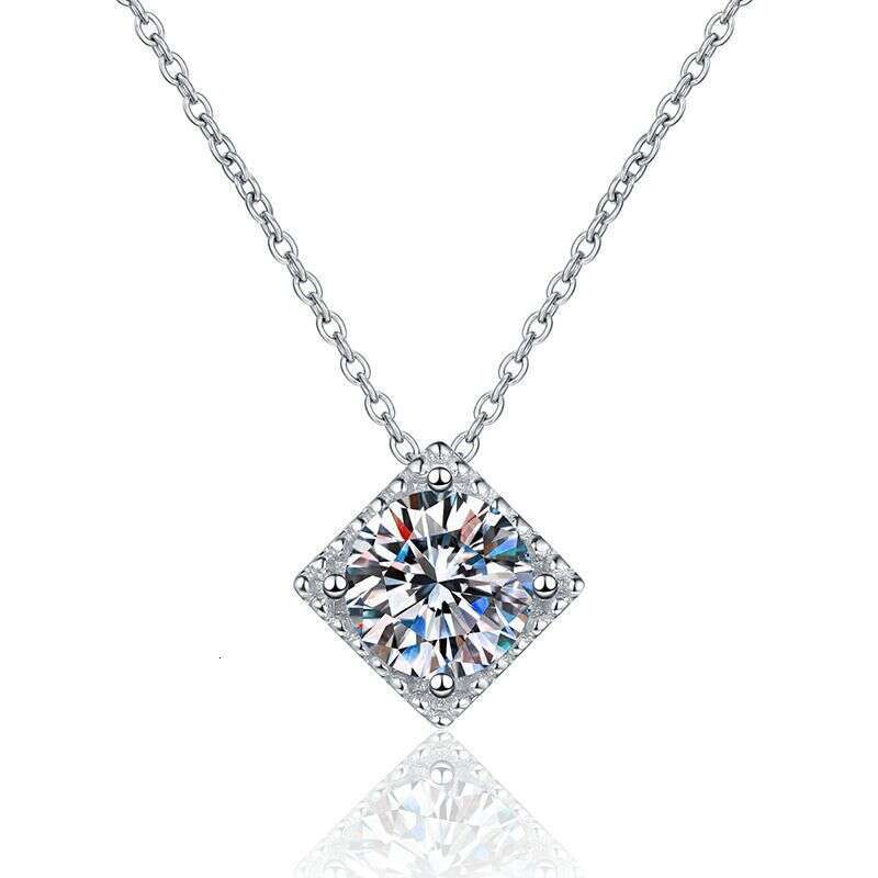 Iced Out VVS Simple Sugar Cube 1 2 ct Pendant D Color Moissanite Necklace for Women