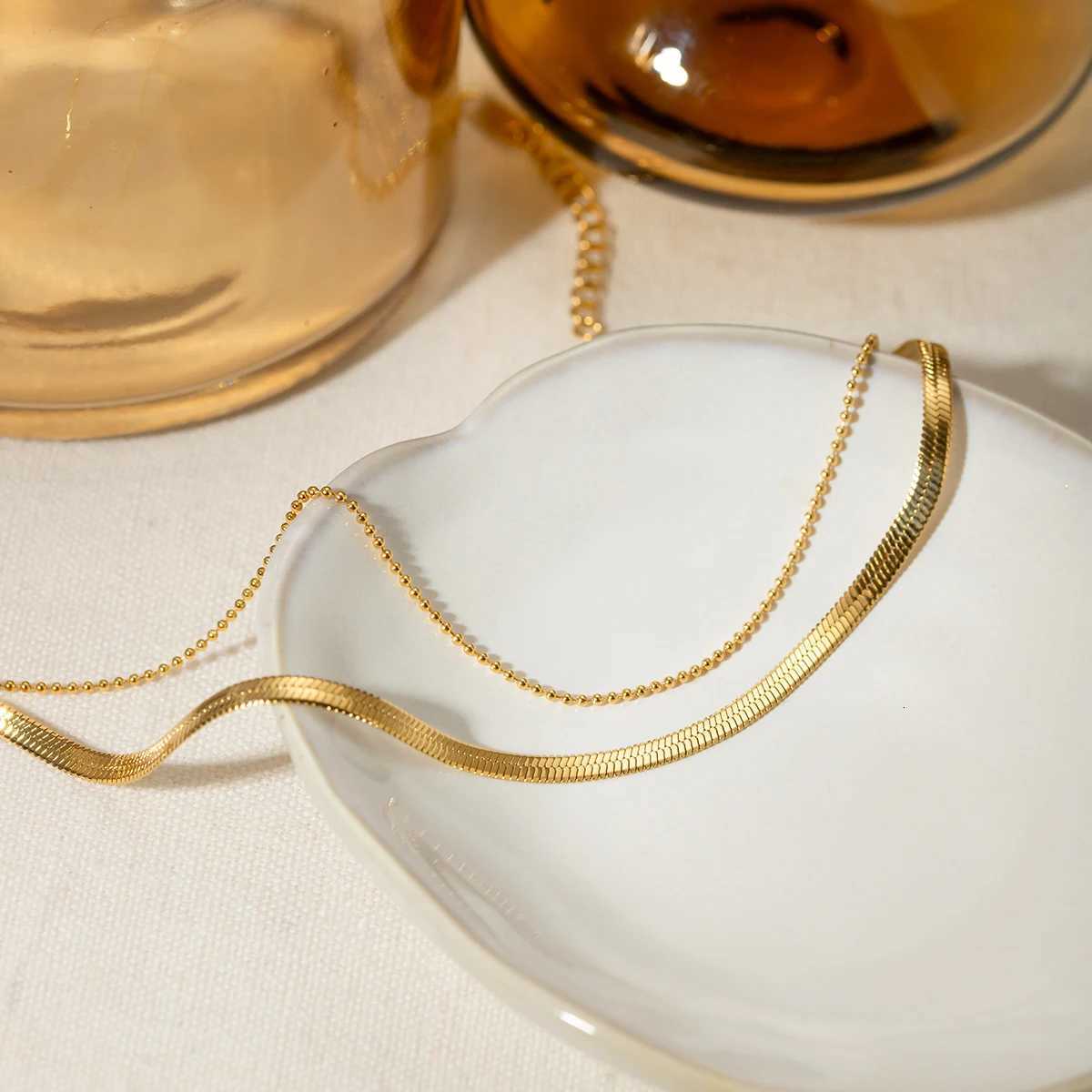 Exquisite Classic 18k Gold Plated Rust Proof Stylish Snake Chain Double Layer Anklet Trendy Summer Anti Allergic Jewelry Y250805