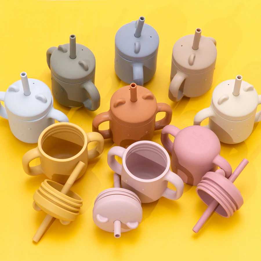 100% BPA Free Safe Baby Cup Drinking Training Cartoon Shape Cup Baby Silicone Sippy Cups With Straw For Toddler Baby Items X250806