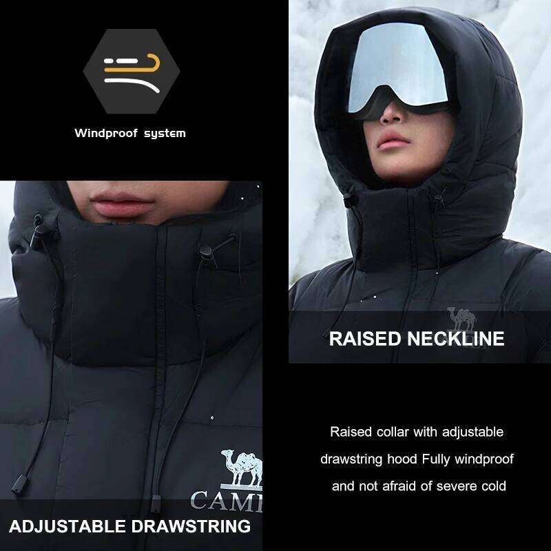 GOLDEN CAMEL Outdoor Long Down Jackets Women 3A Antibacterial Water- Windproof Graphene Coats for Men 2024 Winter