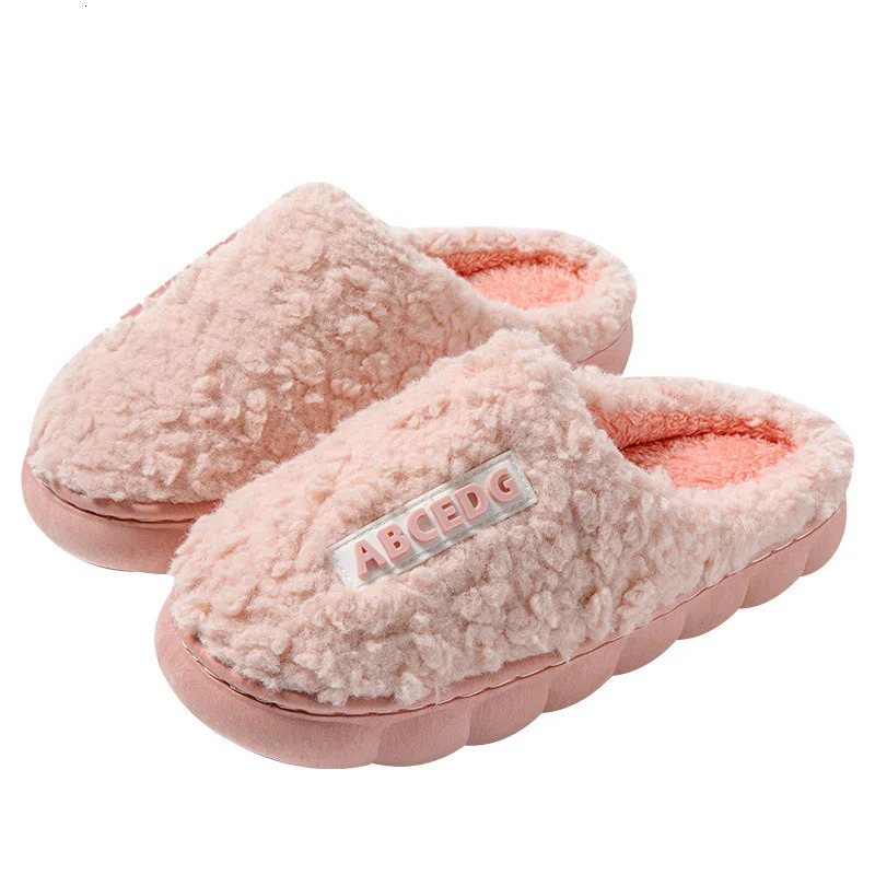 Eyriphy Fashion Cotton Slippers For Women Winter Warm House Shoes Curly Faux Cotton Bedroom Slides Non-Slips Comfort Slipper 250731