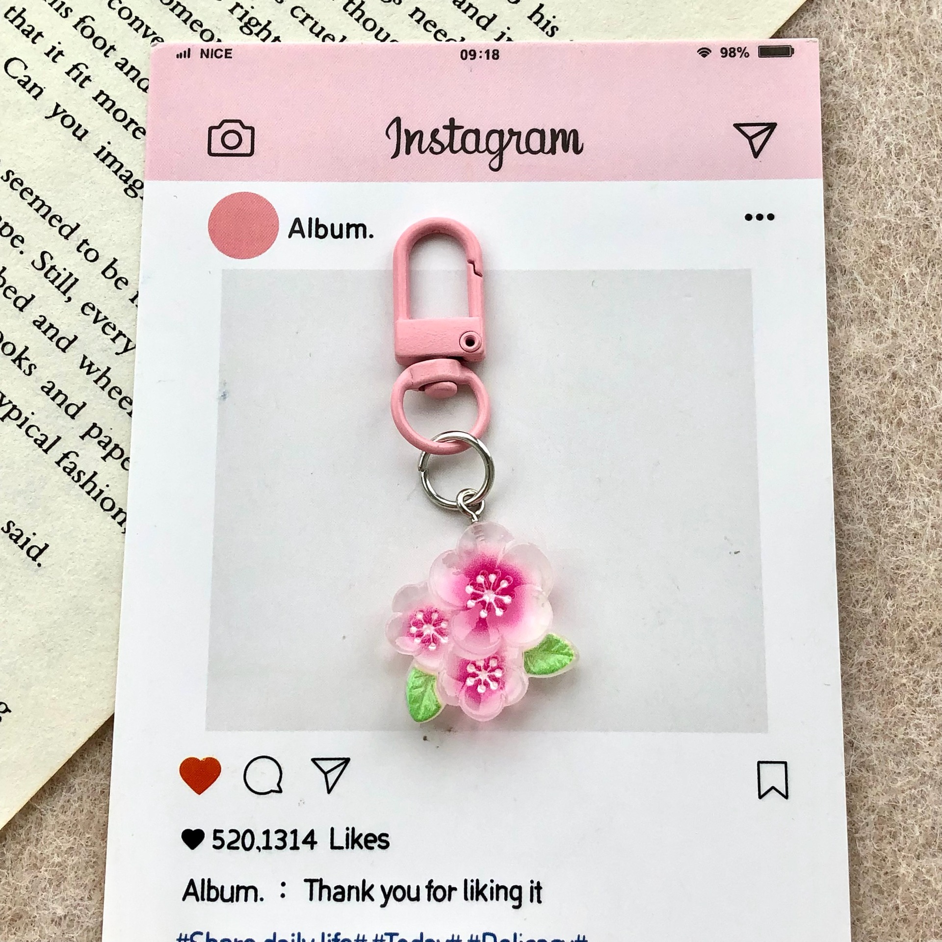 Colorful luminous three peach blossom keychain cute best friend student gift stall promotion gift pendant bag accessories