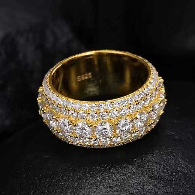 Mens 14K Gold Fine Jewelry Rings Trendy Fashion Cuban Hip Hop Style Diamond Rings Popular for Drop-shippping