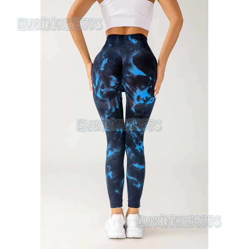 Tie-dye High-waist Tight Yoga Pants Peach Hip Lift Training Yoga Pants Sports Running Fitness Pants Women Outdoor H250806