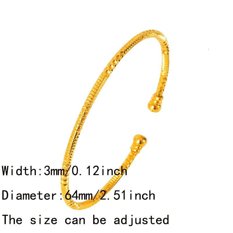 3MM/6pcs Dubai Jewelry For Women Indian Bangles Africa Ball Jewellery Gold Color Beads Bracelet Ethiopian Wedding Bride Gift 250805