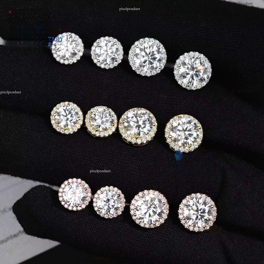 RTS 6.5mm 8mm Pyrite Stud Earrings Sterling Sier Gold Plated Halo Wedding and Party Jewelry