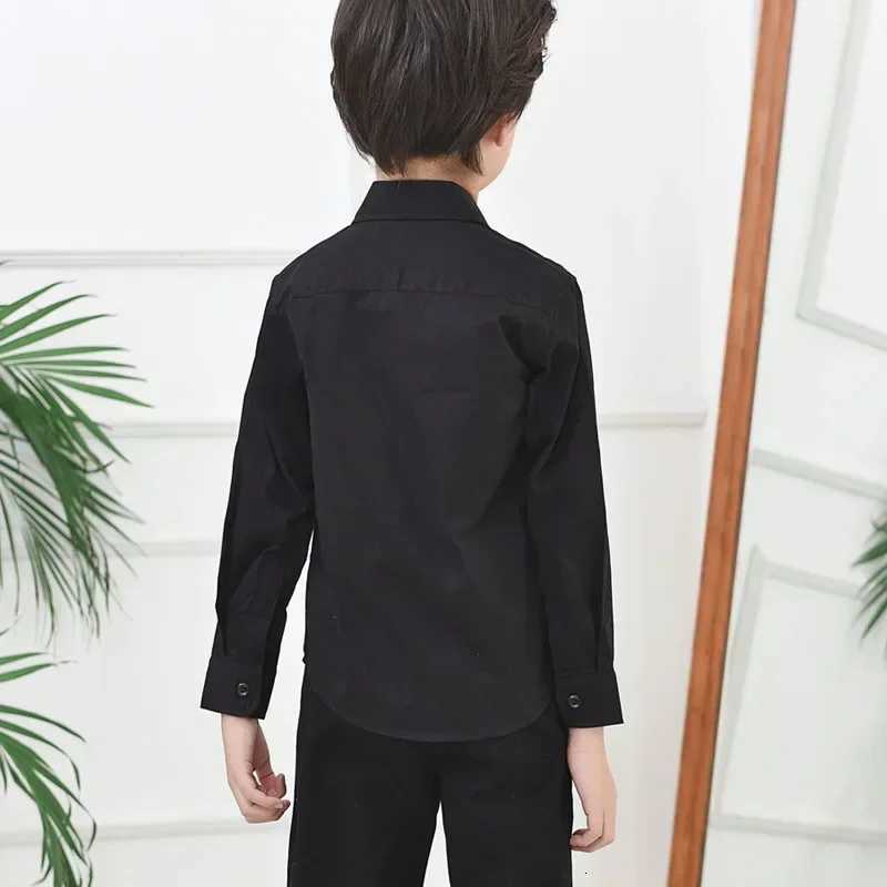 4-6 Years Old Boys Black Shirt Cotton Long Sleeve Spring Autumn Childrens Boys Dress Tops School Uniform for Boys Girls Blouse X250806