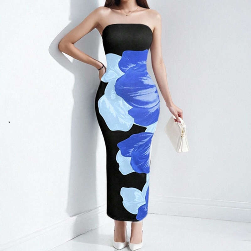 Spring New Women's Fashion Style Bodycon Waist-Cinching Solid Color Dress B5