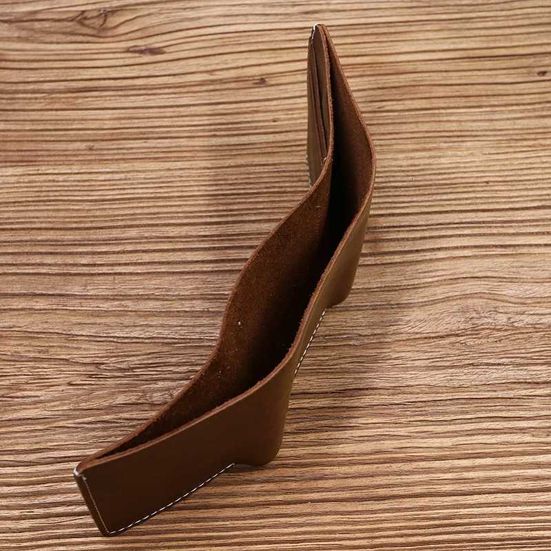 100% Genuine Leather Wallet for Men Male Cowhide Vintage Handmade Short Trifold Mens Purse with ID Holder Money Bag XJ250806