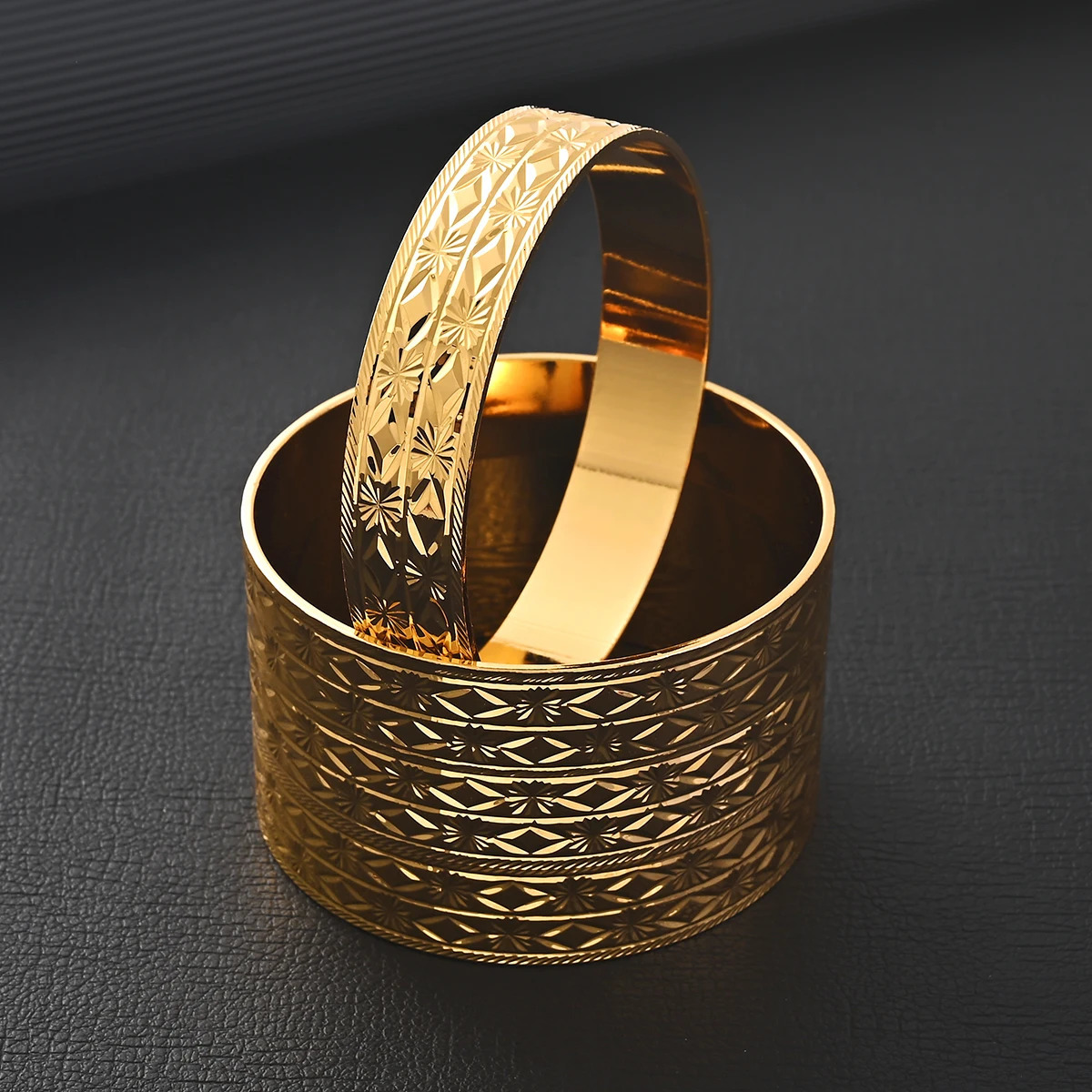 Gold Plated Width 14MM Bangle Men Bride Wedding Bracelet Africa Ethiopian Arab Jewelry Charm Party Gifts #050 250805