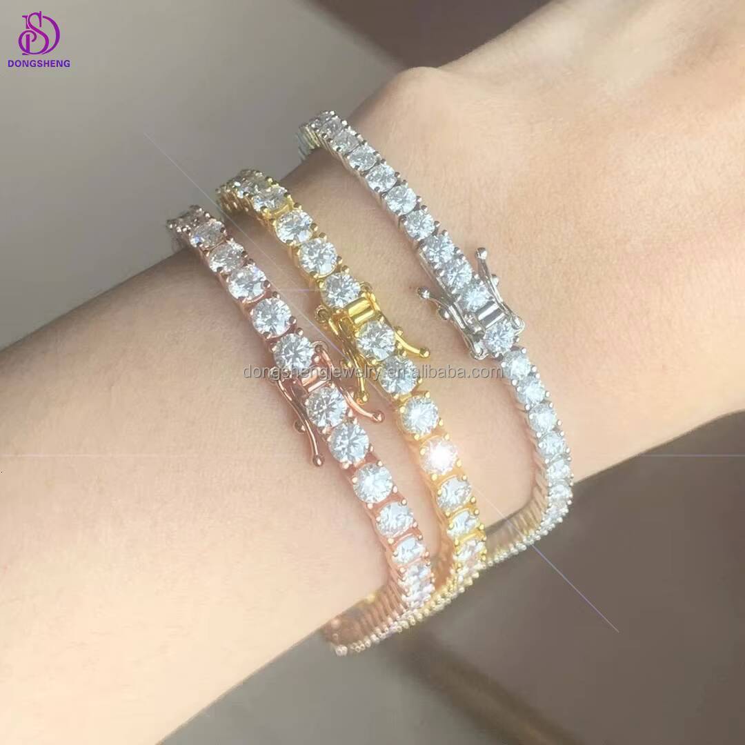 Best Selling Hip Hop Iced Out Fashion Jewelry Necklaces S925 4mm Laboratory Synthesis Gemstones Diamond Moissanite Tennis Chain